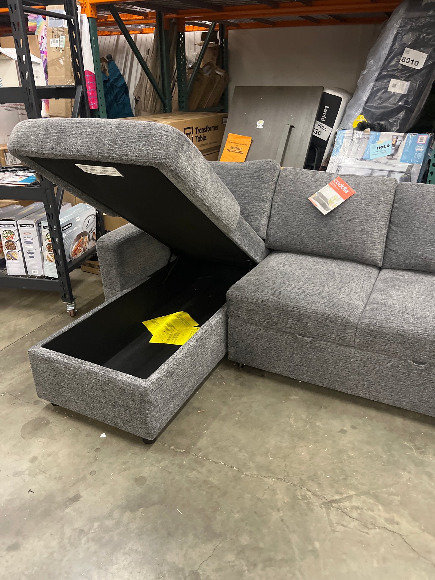 NEW w/ tiny dmg - Coddle Aria Fabric Sleeper Sofa with Reversible Chaise - Retail $1250
