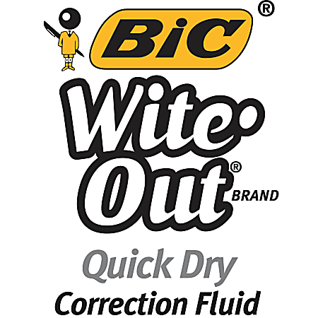 BIC Wite-Out Quick-Dry Correction Fluid, 20 mL Bottles, White, Pack Of 2