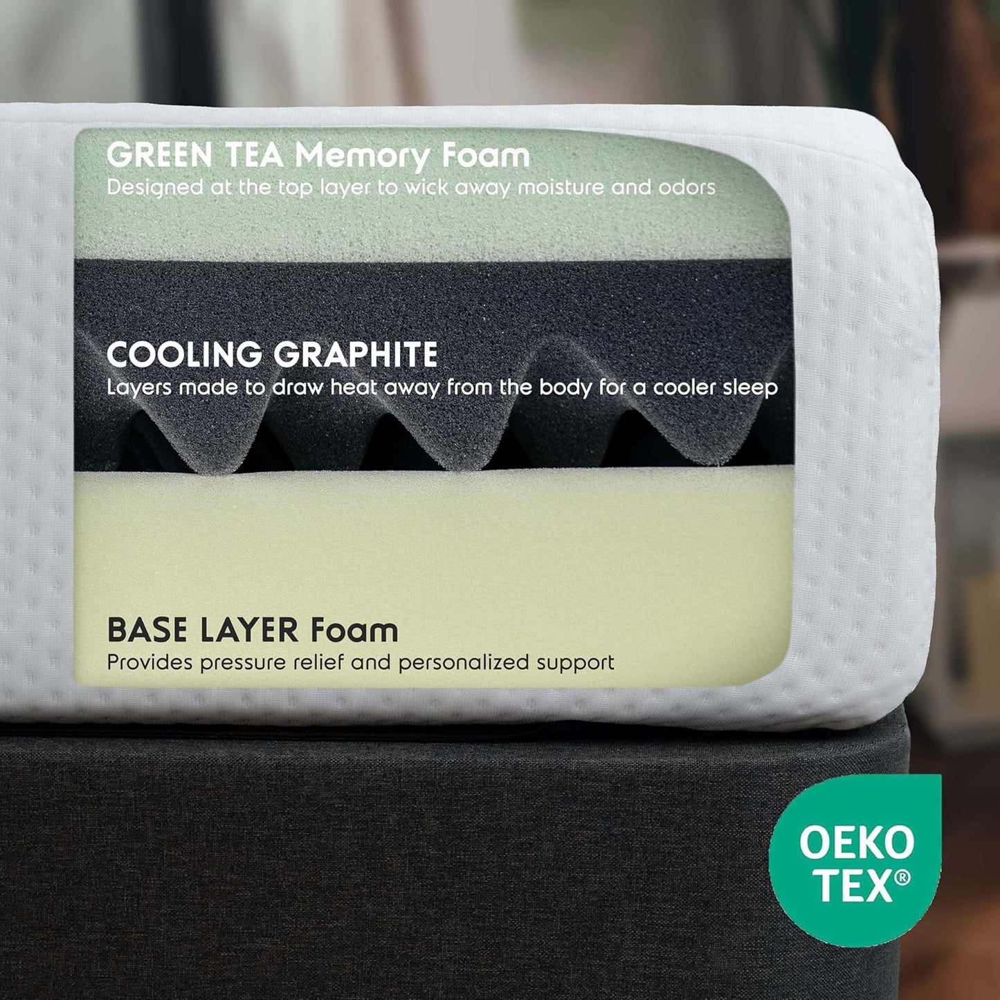 NEW - Nestl QUEEN 10 inch Green Tea Mattress - Cooling Graphite Memory Foam Mattress Queen Size, Fiberglass Free Queen Mattress in A Box, Pressure Relief Supportive Bed in A Box, CertiPur-US Certified - Retail $252