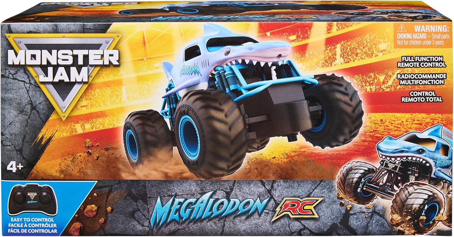 Monster Jam, Official Megalodon Remote Control Monster Truck for Boys and Girls, 1:24 Scale, 2.4 GHz, Kids Toys for Ages 4 and Up