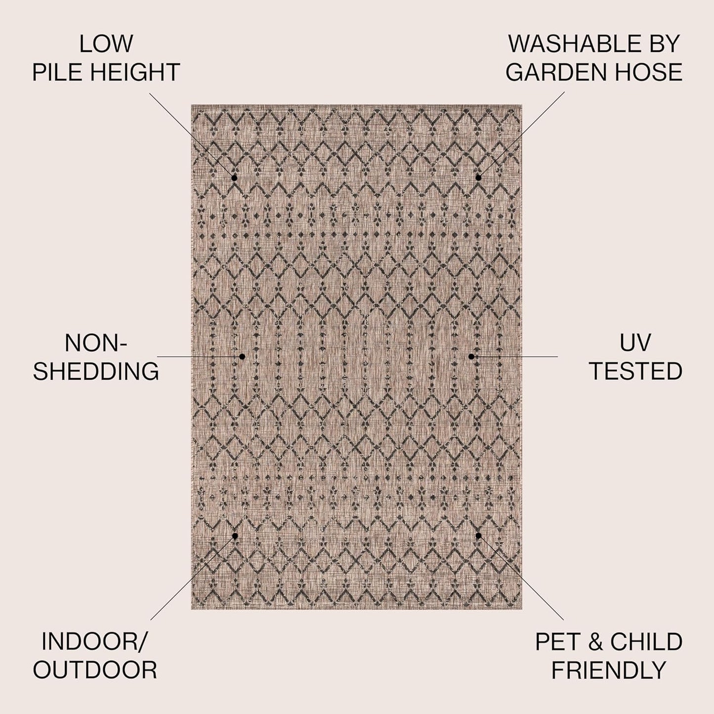 JONATHAN Y , 9 X 12 SMB108D-9 Ourika Moroccan Geometric Textured Weave Indoor Outdoor -Area Rug, Bohemian, Rustic, Scandinavian Easy-Cleaning,Bedroom,Kitchen,Backyard,Patio,Non Shedding, Natural/Black
