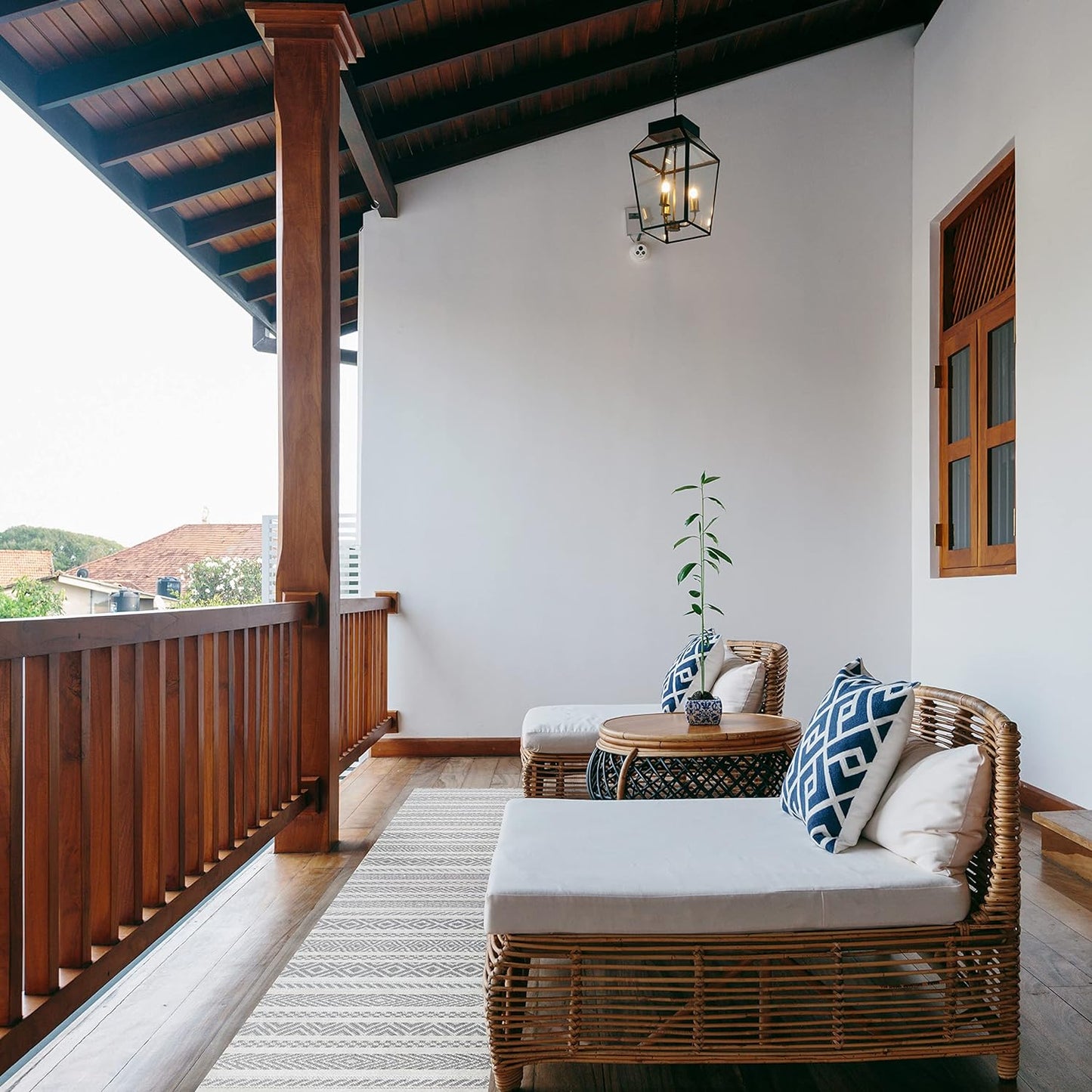 NEW - Leick Home 595769 Everald Runner Multi-Pattern Indoor Outdoor Area Rug Runner 2'x8' - Retail $47