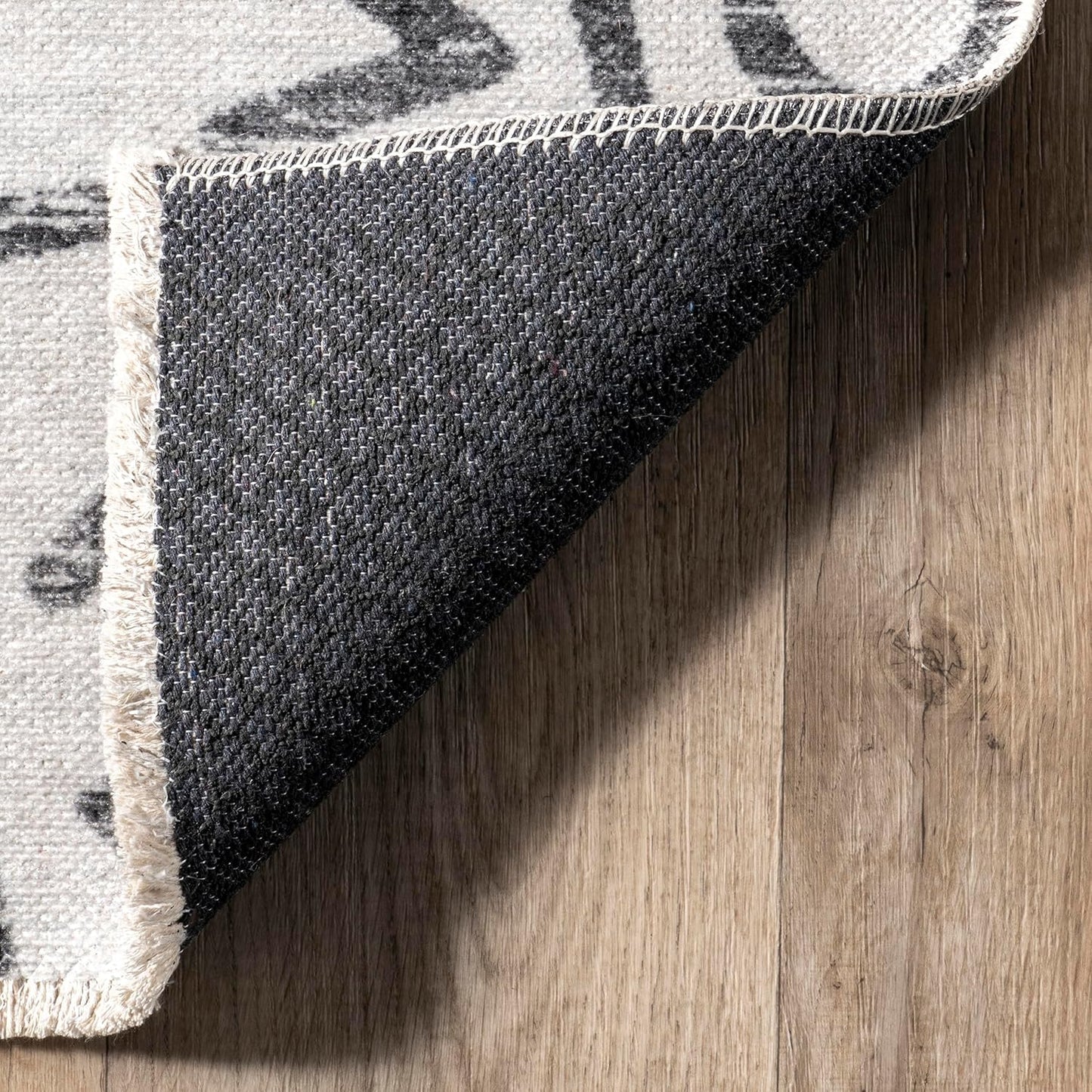 nuLOOM Tania Modern Symbols Machine Washable Area Rug, 4x6, Light Grey - Retail $36