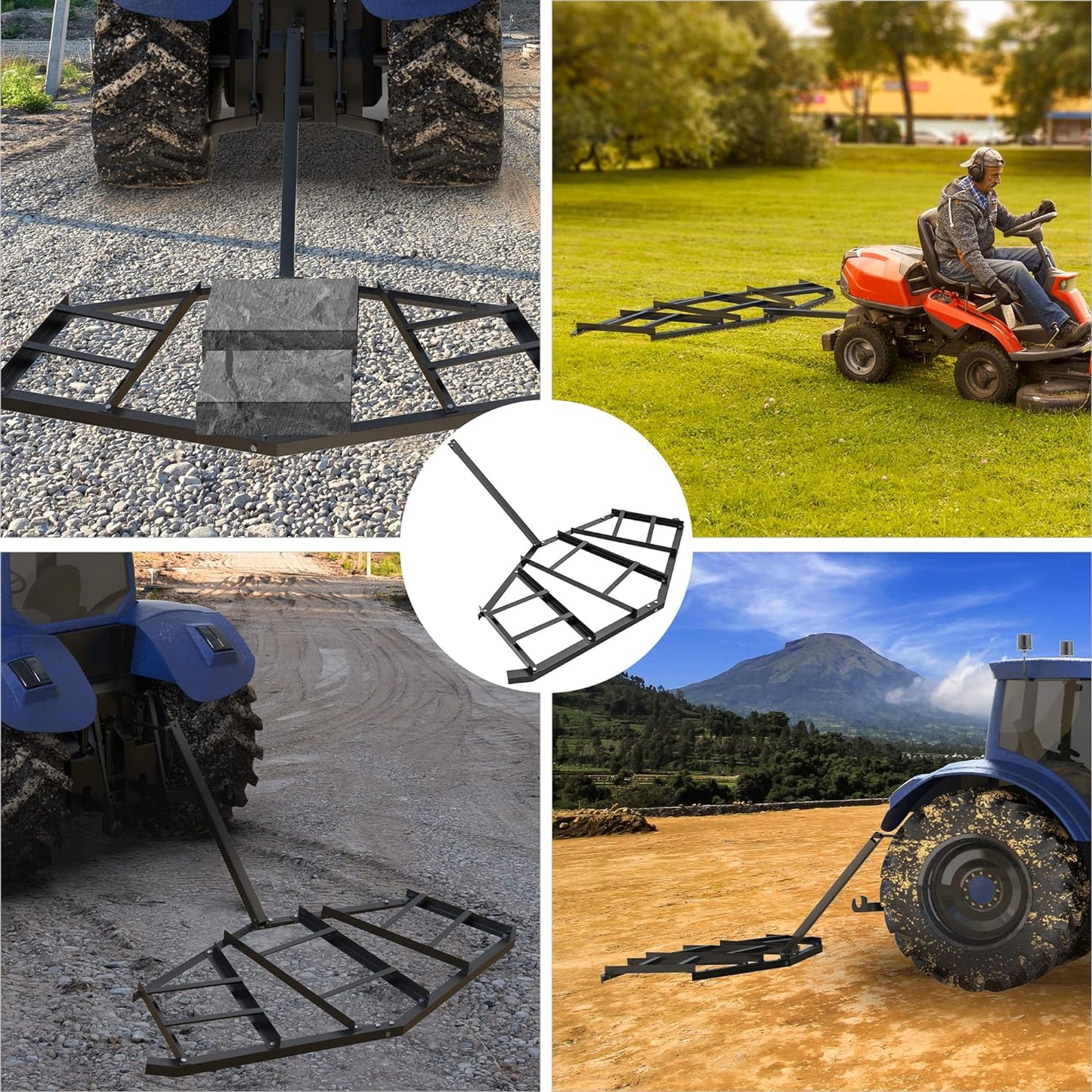 NEW - YITAMOTOR 84" Driveway Grader Drag Harrow for ATVs, UTVs, Garden Lawn Tractors, 84 inch, Black - Retail $129