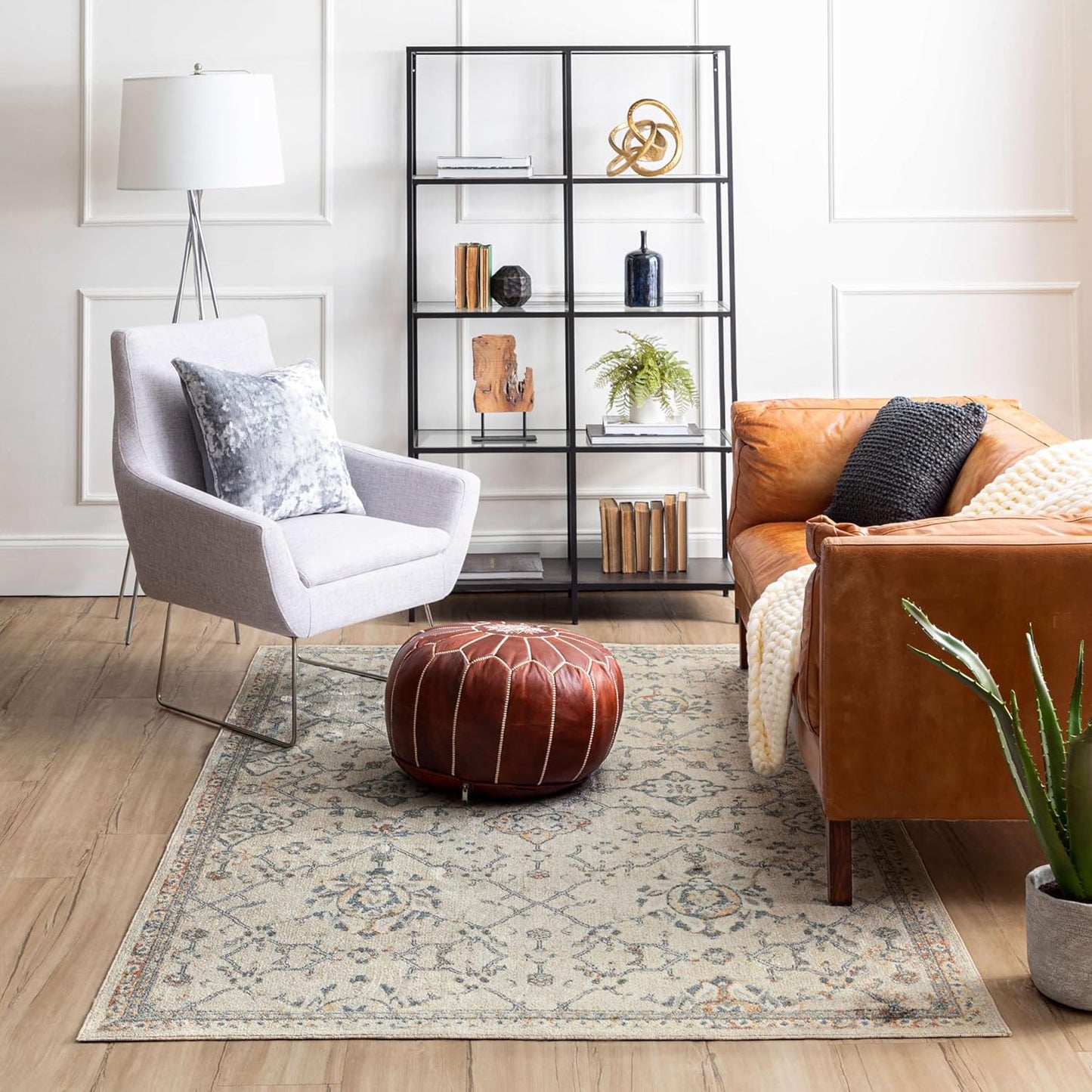 Mohawk Home Garrett Floral Ornamental Cream 5' 3" x 8' Area Rug Perfect for Living Room, Dining Room, Office - Retail $48