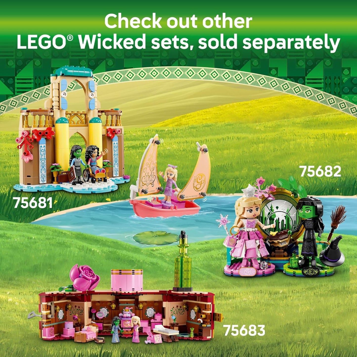 LEGO Wicked Welcome to Emerald City Building Toy - Wicked Toy for Kids, Ages 9+ - Gift for Girls and Boys with Tower Model, Glinda, & Elphaba Minidolls - 75684