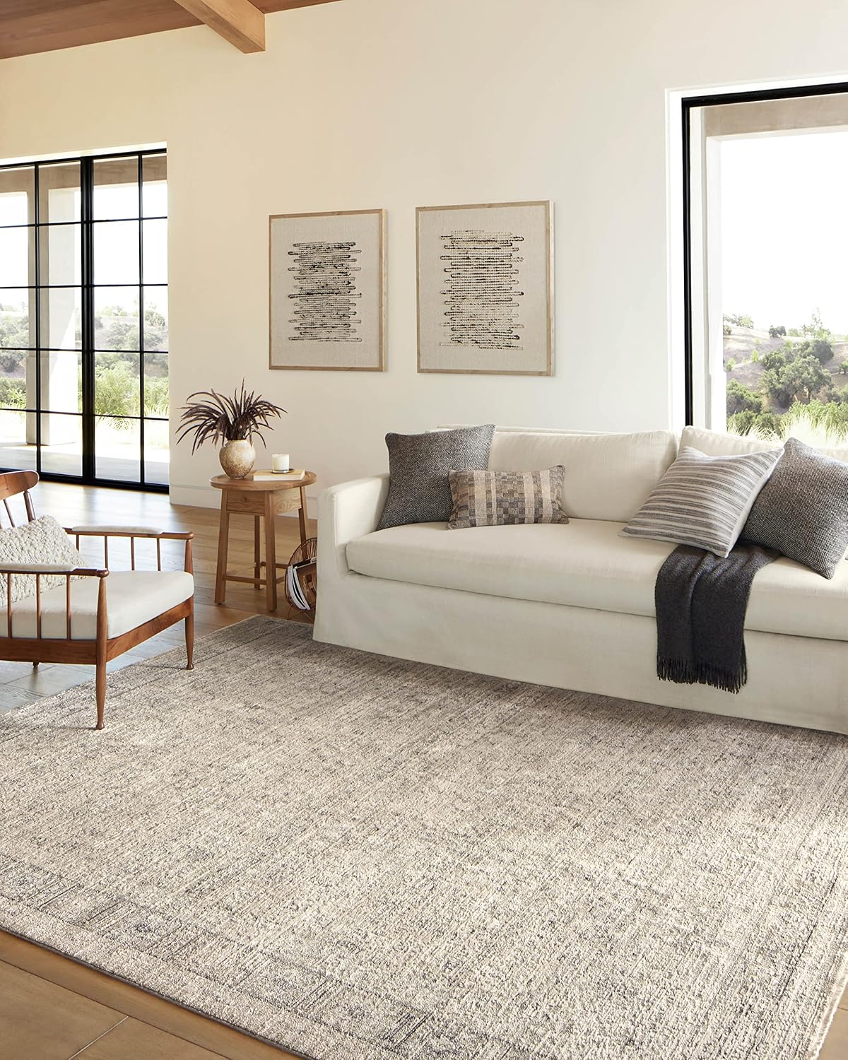 Loloi Amber Lewis Alie Collection ALE-03 Taupe/Dove 5'-3'' x 7'-9'', .13'' Pile Height, Area Rug - Retail $111