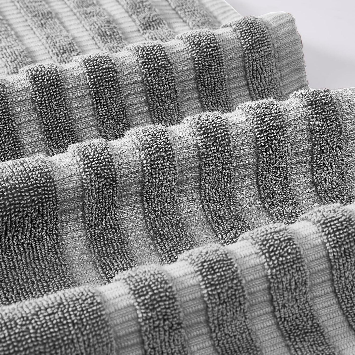 Modern Threads Organic Vines 6-Piece 100% Cotton Towel Set – Yarn Dyed Jacquard & Solid – Includes 2 Bath Towels, 2 Hand Towels, 2 Washcloths – Absorbent, Quick Dry, Soft & Durable – Gray