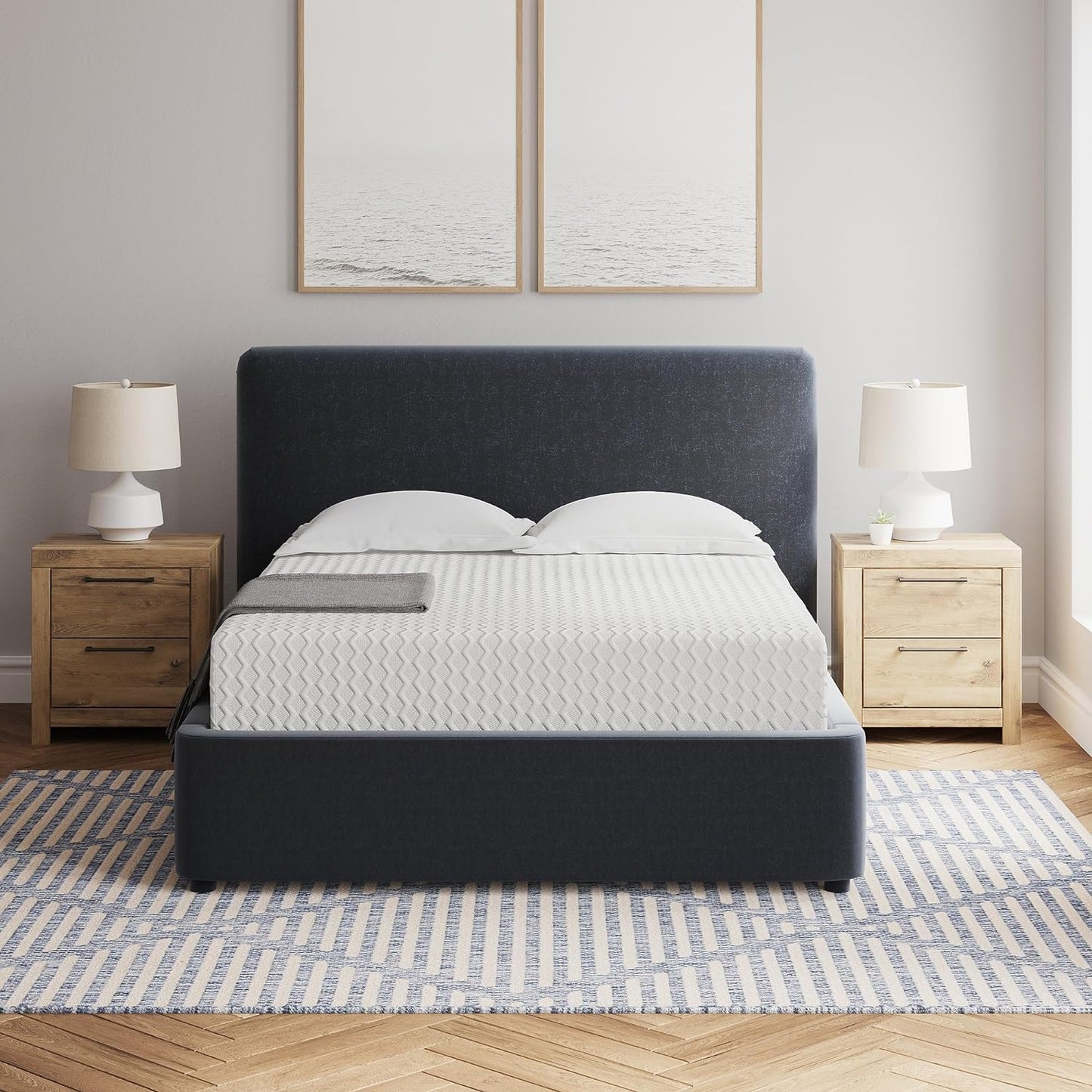 NEW - Signature Design by Ashley Queen Size Chime 12 Inch Medium Firm Memory Foam Mattress with Green Tea & Charcoal Gel - Retail $359