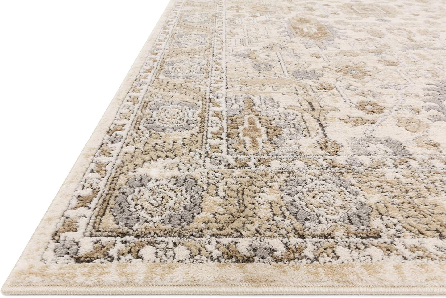 Loloi Teagan Collection 6'-7" x 9'-2" Area Rug in Ivory/Sand - Large Area Rug, Soft Neutral Rug, High-Traffic Area Rug for Living Room, Bedroom, Home Office, Dining Area - Retail $200