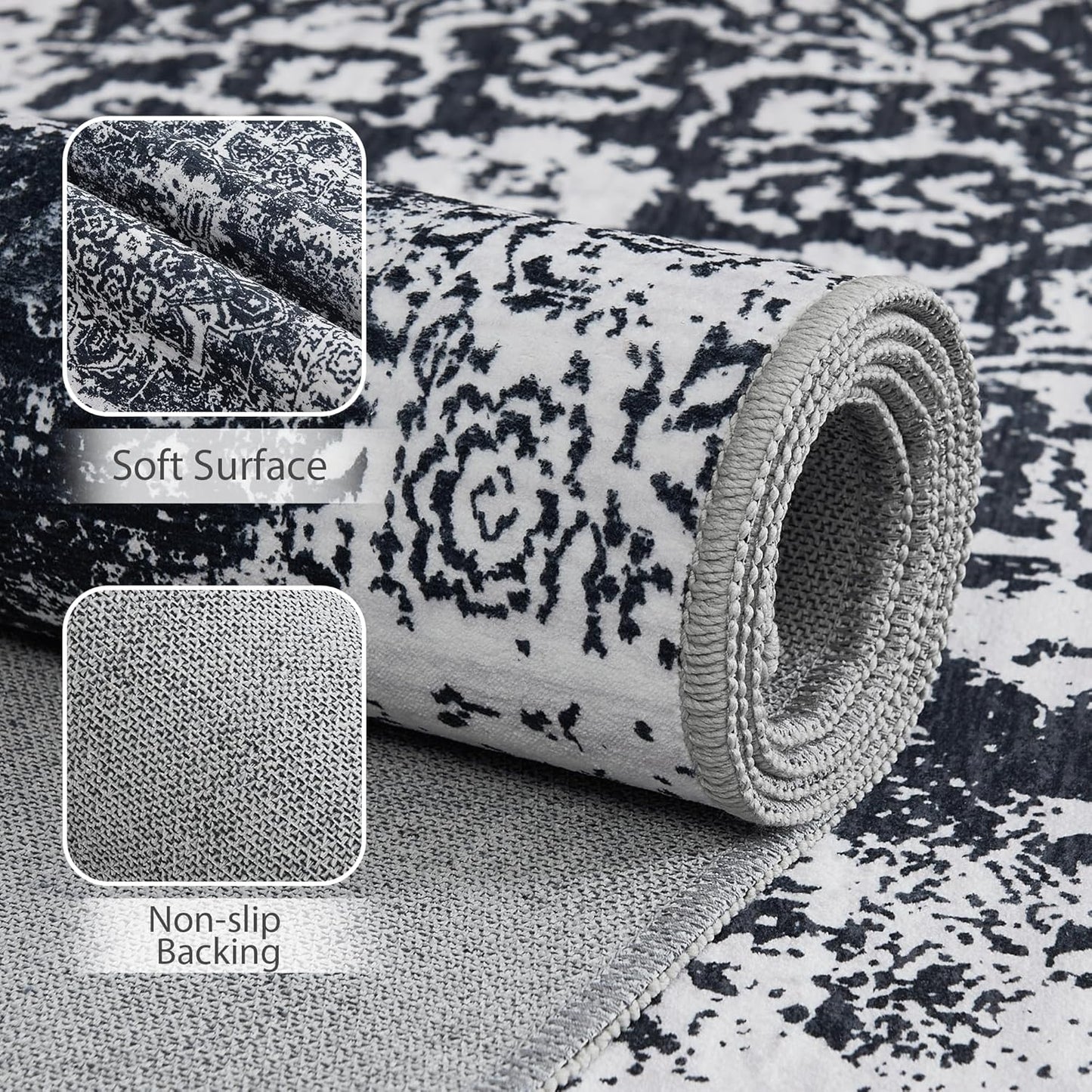 StangH Bundle Velvet Curtains & Faux Wool Area Rug