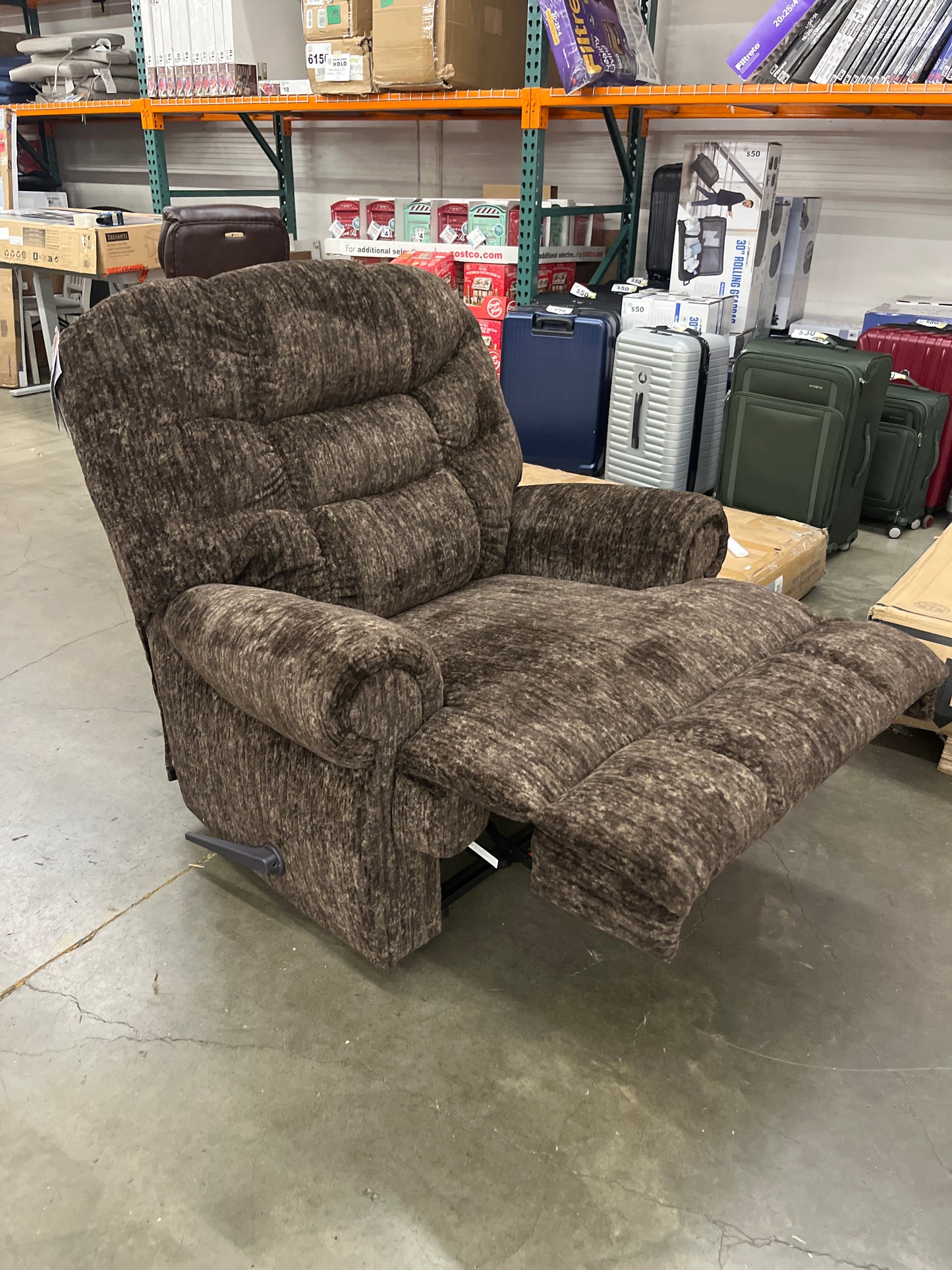 NEW - Signature Design by Ashley Dark Brown Movie Man Classic Tufted Velvet Manual Zero Wall Recliner - Retail $690