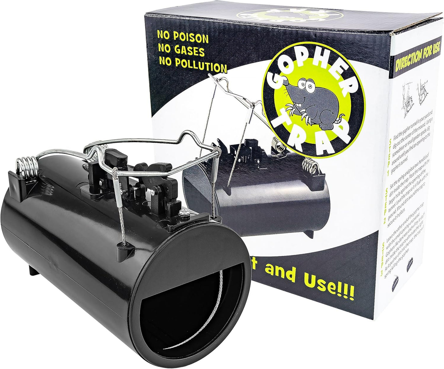 Gopher Trap Black Hole – Pocket Gopher & Yard Mole Tunnel Trap – Easy-Set Reusable Design – Non-Toxic, Spring-Loaded Rodent Eliminator