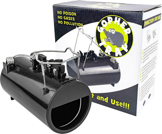 Gopher Trap Black Hole – Pocket Gopher & Yard Mole Tunnel Trap – Easy-Set Reusable Design – Non-Toxic, Spring-Loaded Rodent Eliminator