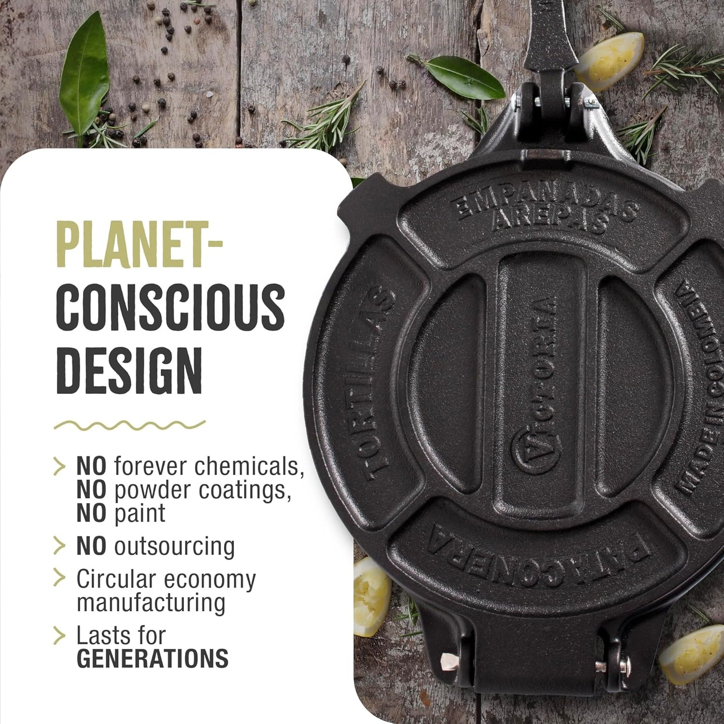 Victoria 8 Inches Cast Iron Tortilla Press, Roti Maker and Tortilladora, Pataconera Seasoned with Flaxseed Oil, Made in Colombia