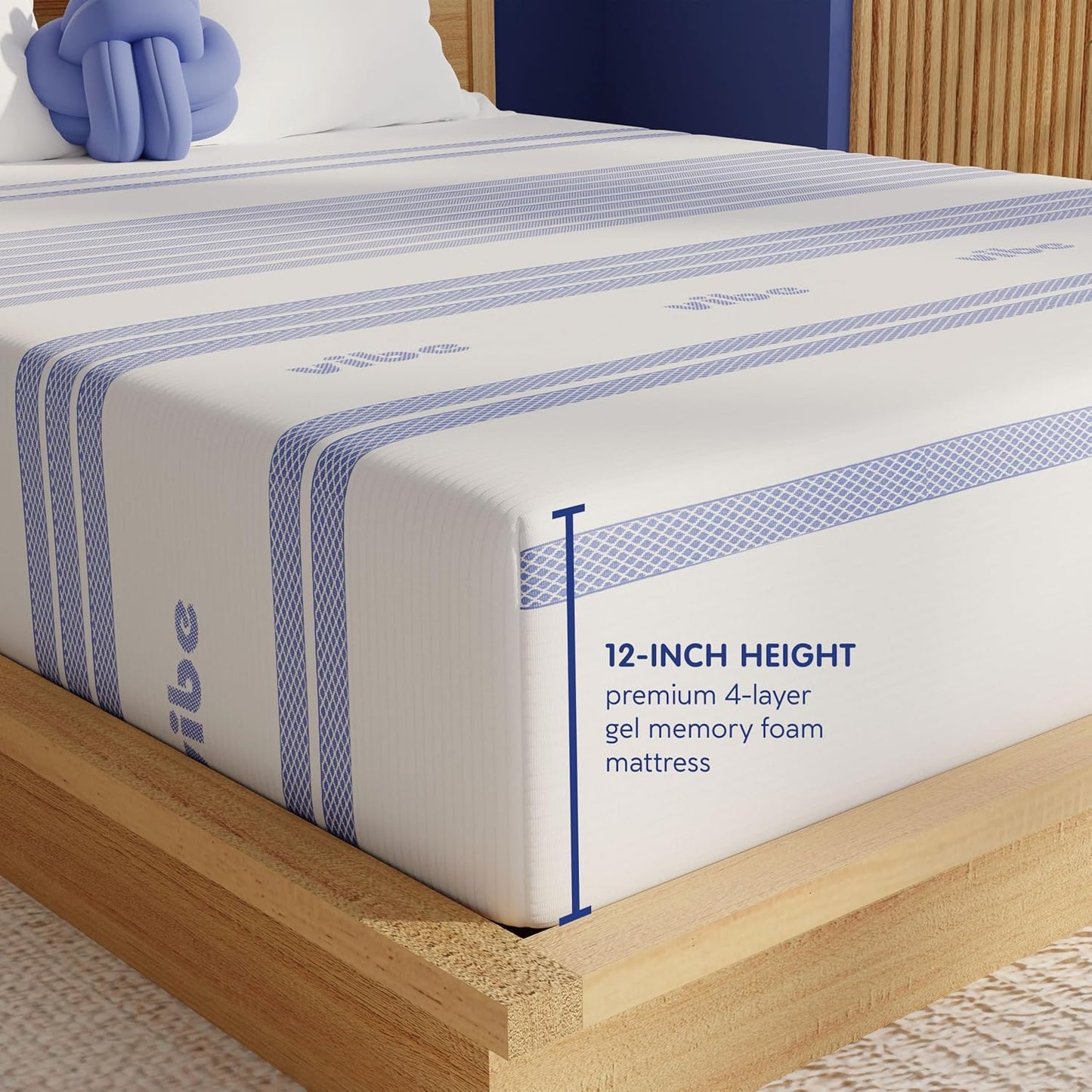 NEW - Vibe QUEEN 12 in Gel Memory Foam Mattress, 12-Inch CertiPUR-US Certified Bed-in-a-Box, Queen, White - Retail $379