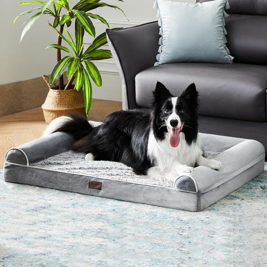 Figopage Orthopedic Dog Bed for Extra Large Dogs - Washable, Waterproof, Comfy Memory Foam Bolster, 42"L x 30"W x 7.5"Th