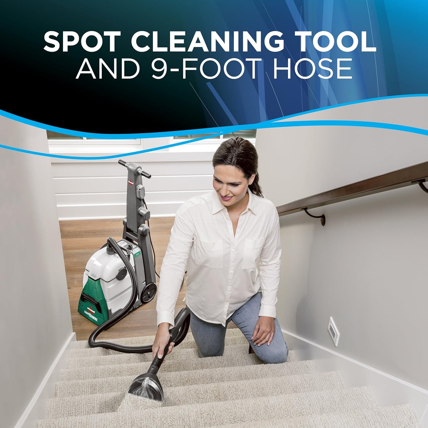 NEW - BISSELL Big Green Professional Carpet Cleaner with XL DirtLifter PowerBrush, 9-inch Long Reach Hose, 6-inch Tough Stain Tool, Includes BISSELL PRO MAX Formula with Stain Protect Technology