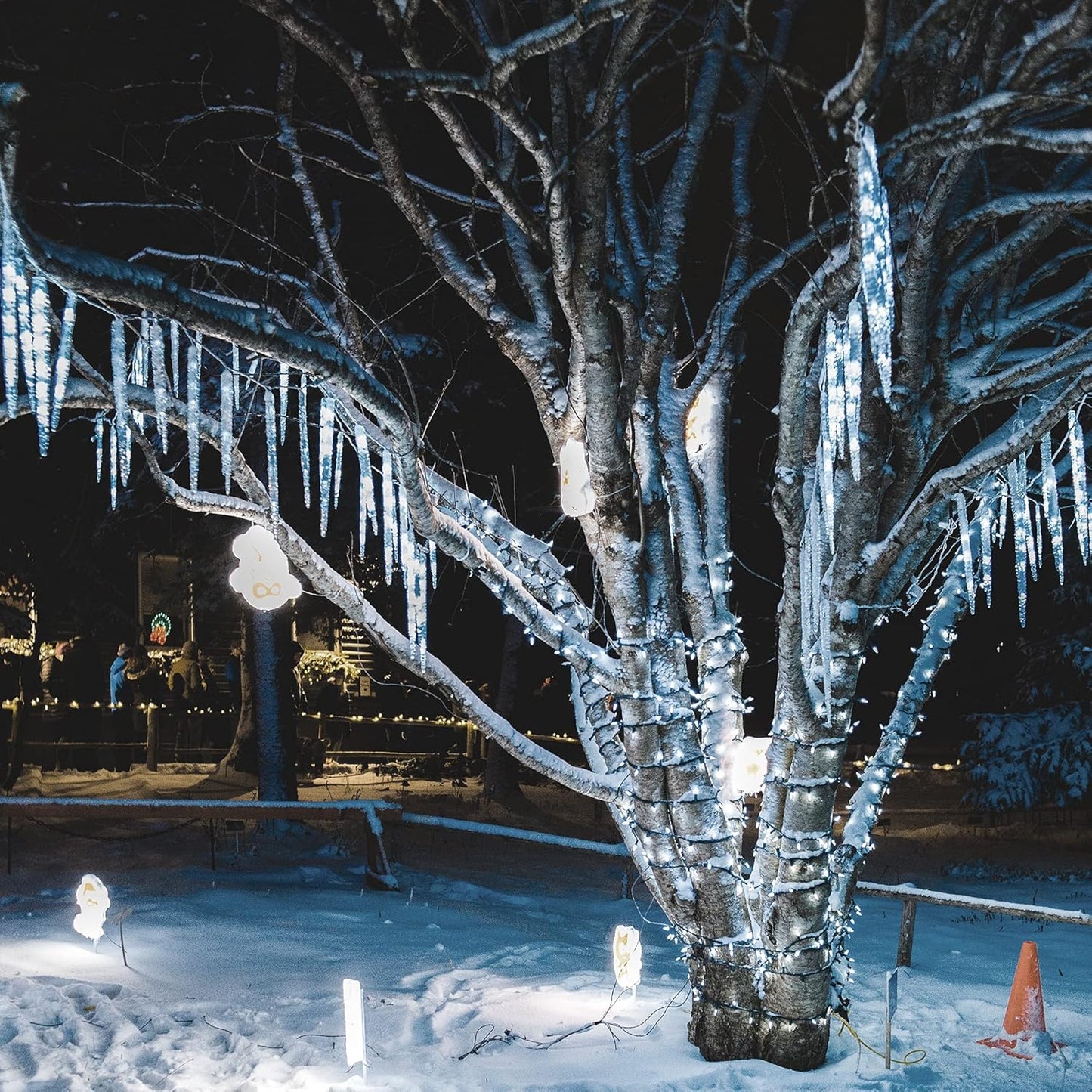 WATERGLIDE Meteor Shower Lights, 11" Outdoor Christmas Lights 10 Icicles 240 SMD LED Crystal Ice Falling Light, Connectable Raindrop Iciclelights, Xmas Winter Party Tree Holiday Decor, White