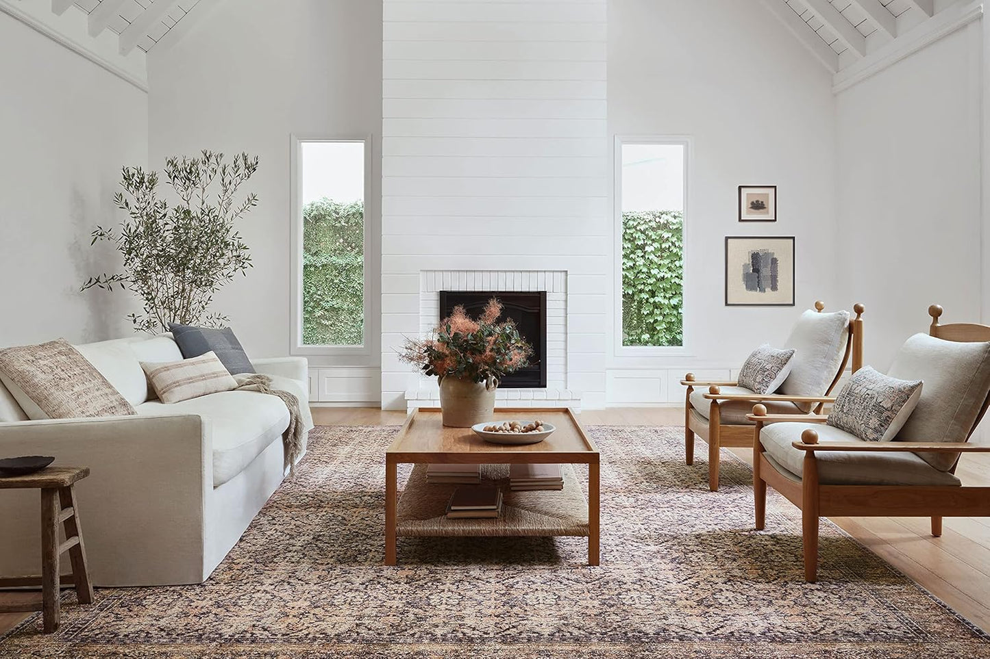 Loloi Amber Lewis x Loloi Billie Collection BIL-01 Ink / Salmon 7ft-6in x 9ft-6in, 0.19in Thick Area Rug - Retail $211