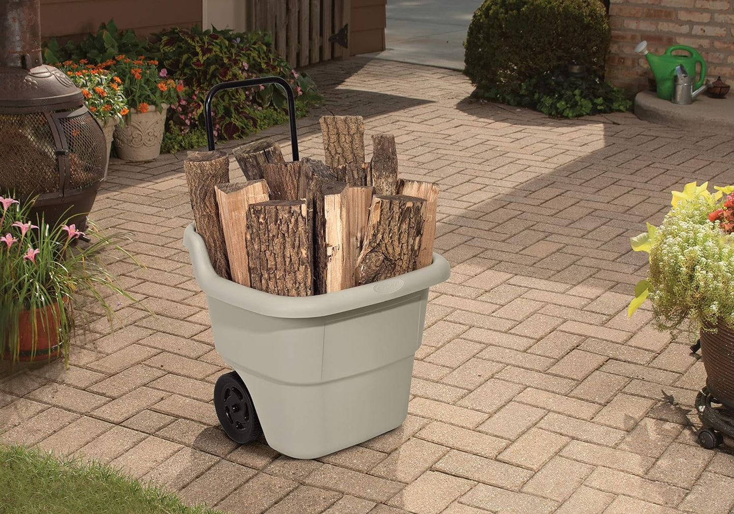 NEW - Suncast Resin 15.5 Gallon Multi-Purpose Cart with Wheels, Brown,Taupe - Retail $39