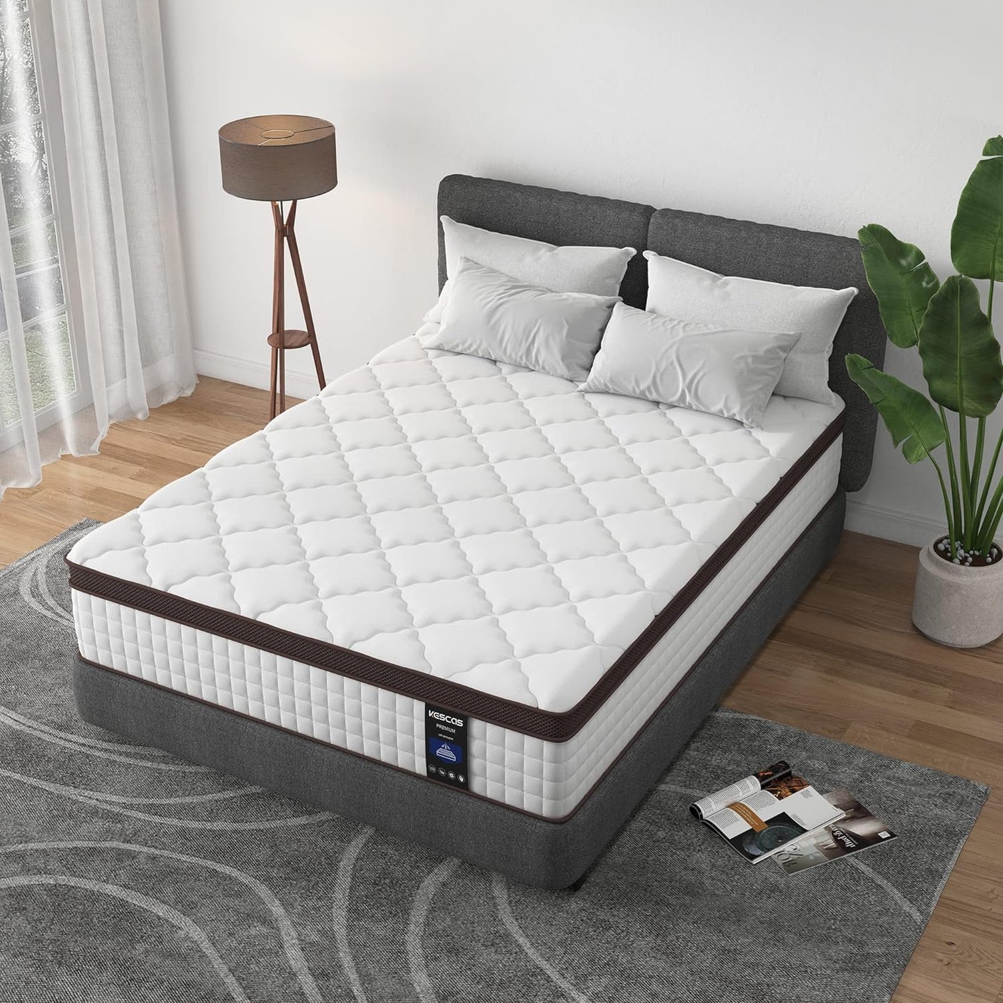 NEW - Kescas Queen Size Mattress, 10 Inch Hybrid Mattress with Heavier Coil - Retail $249