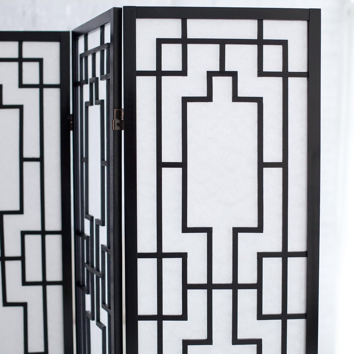 Roundhill Furniture Sudoku 3 Panel Room Divider Screen, Black - Retail $76