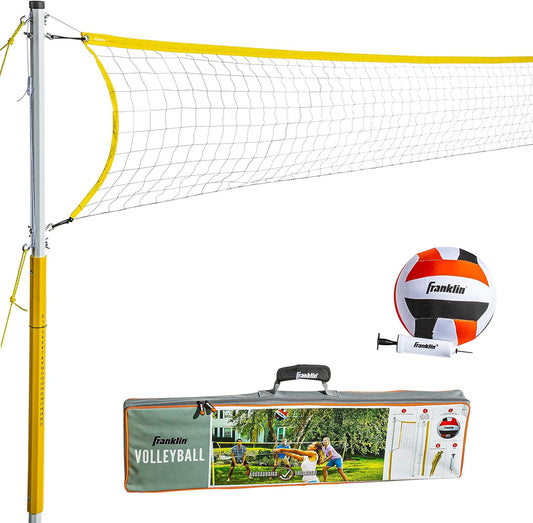 NEW - Franklin Sports Volleyball Net Set with Volleyball, Portable Net & Ground Stakes - Beach or Backyard Volleyball - Family - Retail $154