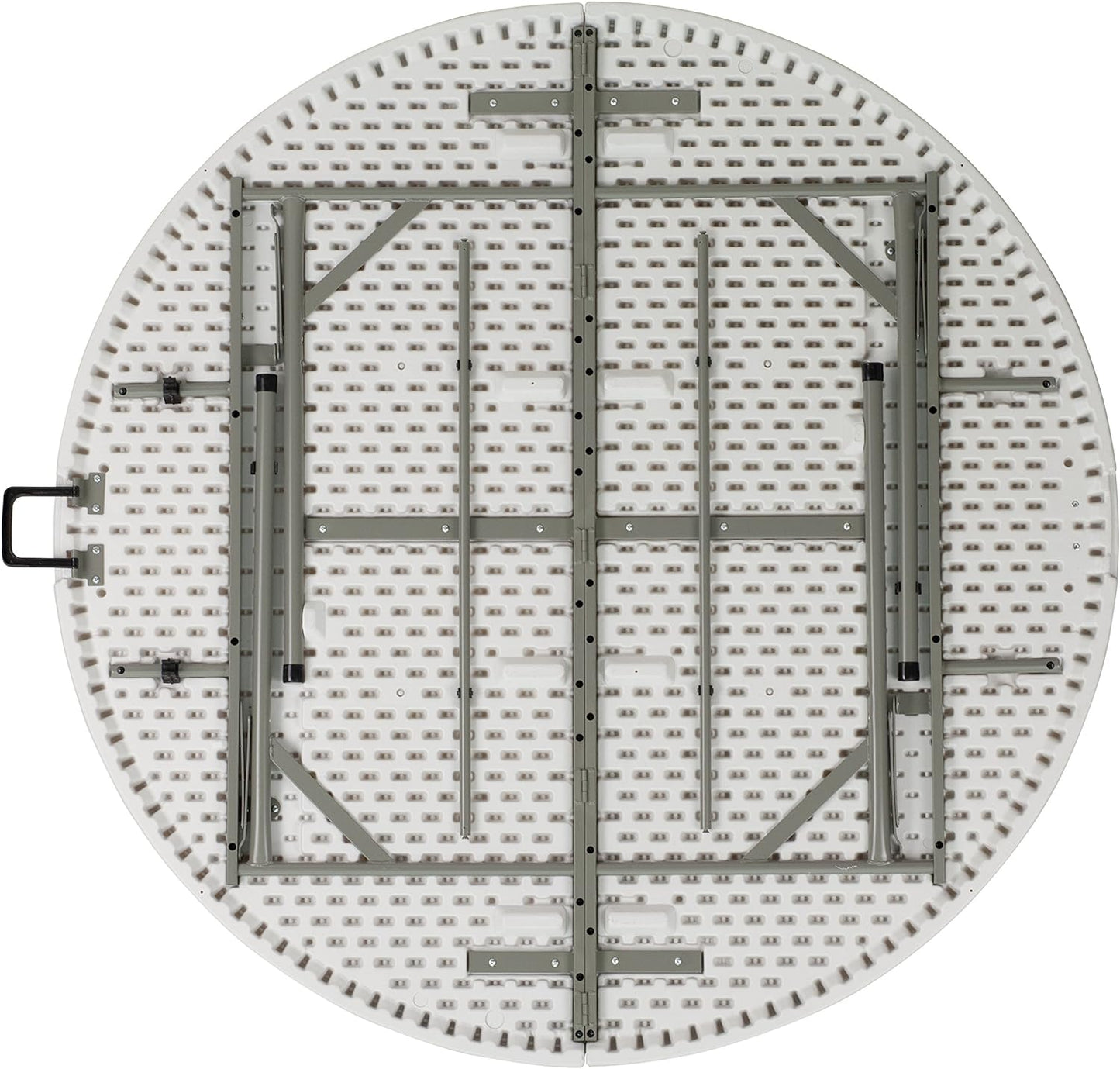 NEW - Flash Furniture Scarborough 5' Round Plastic Folding Event Table with Carrying Handle, Bi-Fold Portable Banquet Table for Indoor/Outdoor Events, White - Retail $147