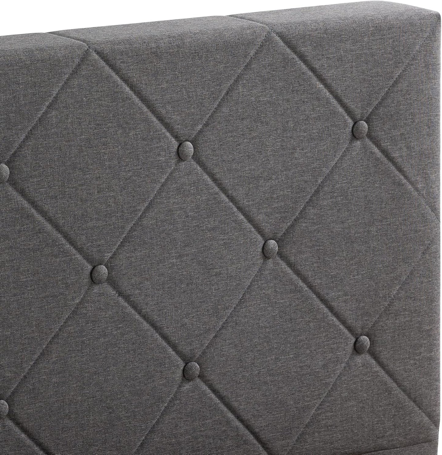 NEW - ZINUS FULL Shalini Upholstered Platform Bed Frame, Mattress Foundation, Wood Slat Support, No Box Spring Needed, Easy Assembly, Dark Grey - Retail $152