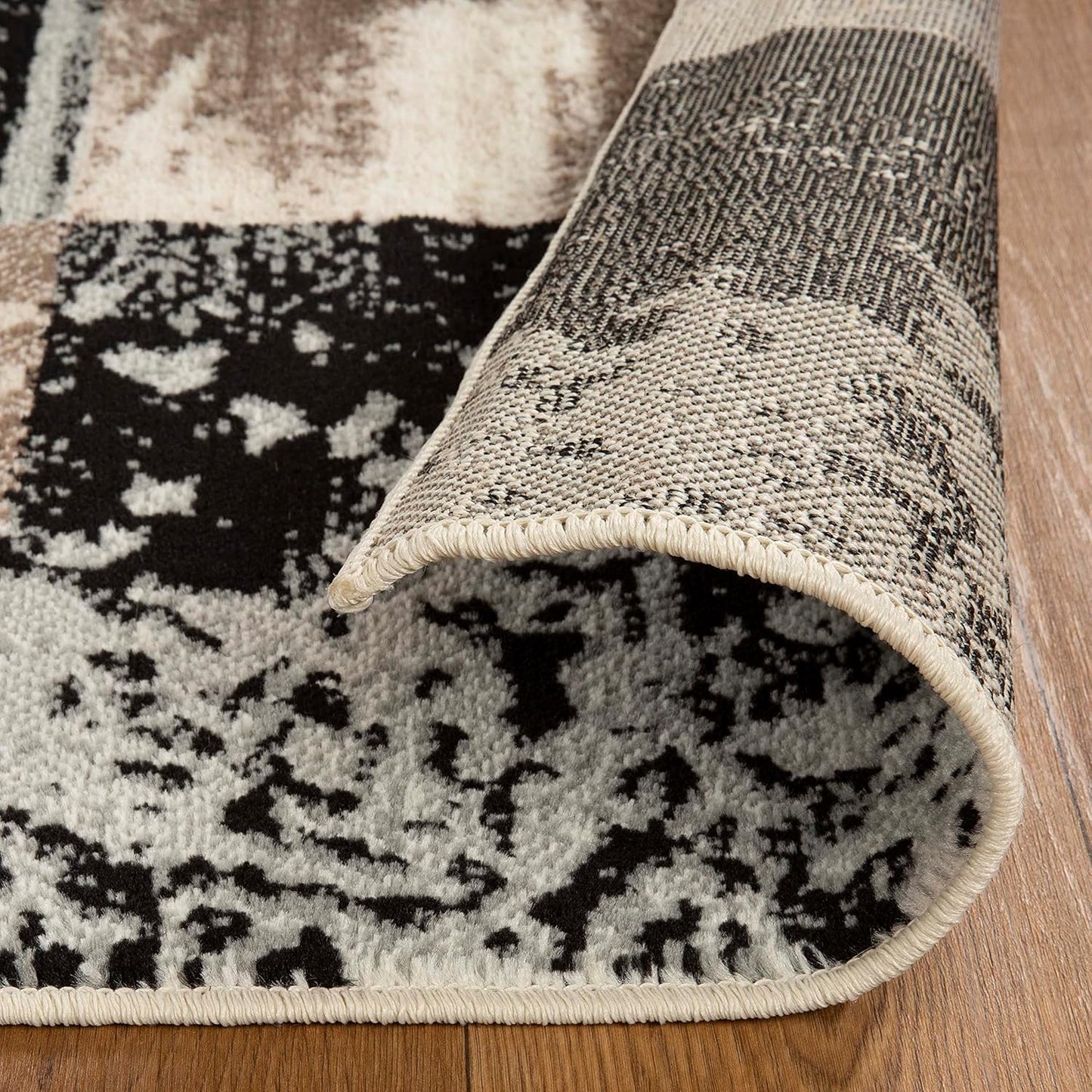 Superior Indoor Large Area Rug, Modern Abstract Style with Jute Backing, Floor Decor for Office, Living Room, Dorm, Kitchen, Dining, Entryway, Hardwood Throw, Brentwood Collection, 8' x 10', Beige - Retail $67