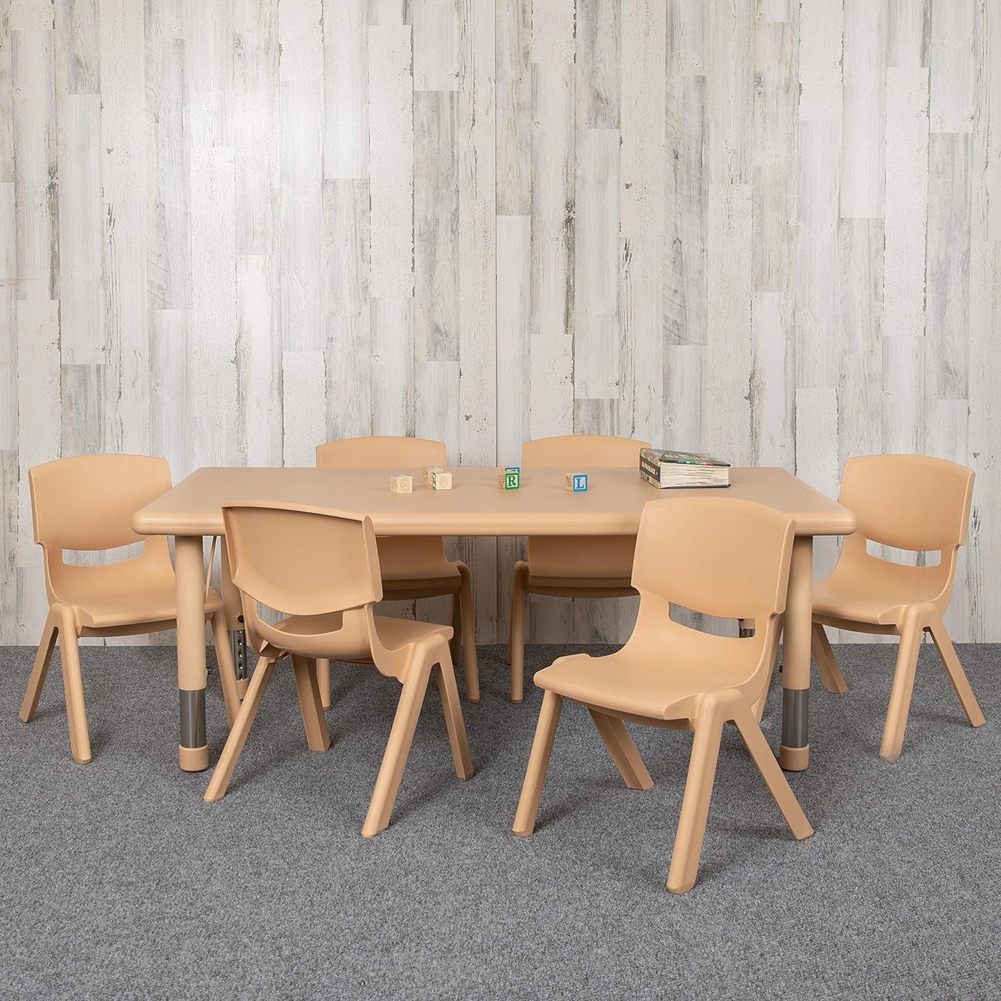NEW - Flash Furniture - 6 Stackable Chairs, Natural - Retail $150