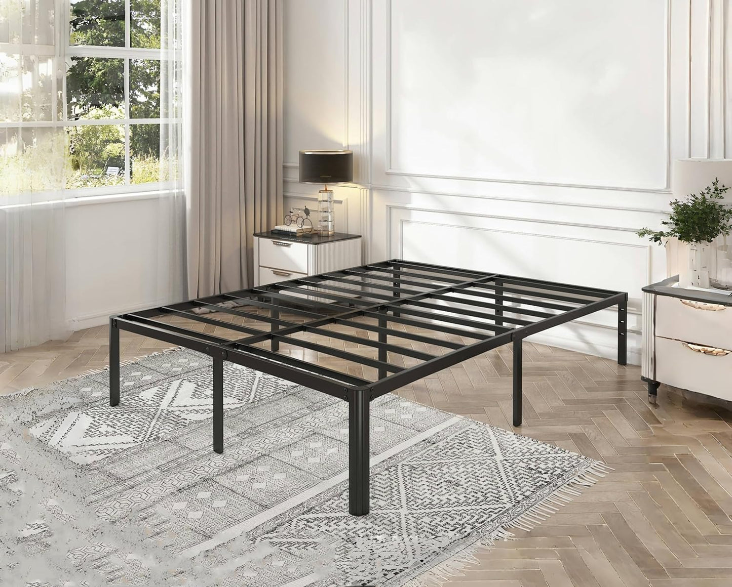 Vehowy Full Size Bed Frame,18 Inch Heavy Duty Platform Bed Frame with Round Corner Edge Legs/No Box Spring Needed/Noise Free/Steel Slat Support/Easy Assembly - Retail $69