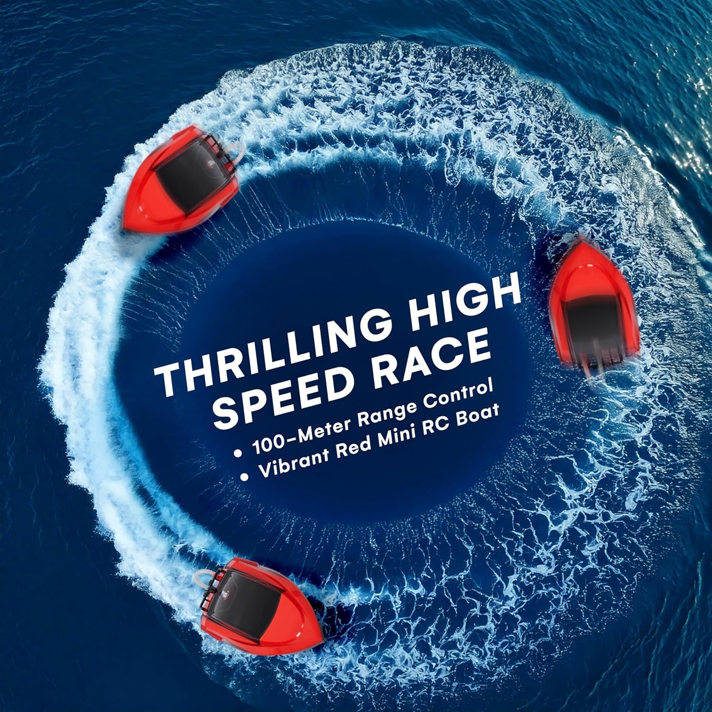 Top Race High-Speed Plastic RC Boat - Rechargeable Battery - 100 M Range - Jet Motor - Low Resistance Hull - Mini RC - Red