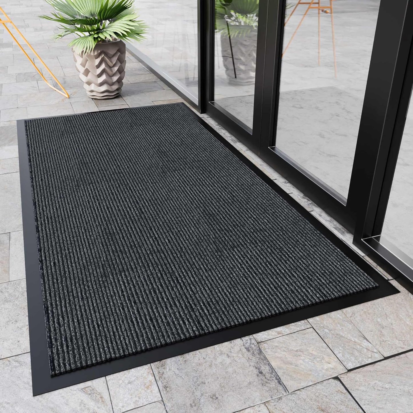 Indoor Outdoor Door Mat, 5’ x 3' Doormat for Entryway, Rubber Backing Non Slip Front Door Mat Outside Entrance, Super Absorbent Commercial Floor Mat for Home Office - Retail $73