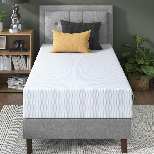 NEW - ZINUS 12 Inch Green Tea Cooling Gel Memory Foam Mattress / Cooling Gel Foam / Pressure Relieving / CertiPUR-US Certified / Bed-in-a-Box, Twin White - Retail $232