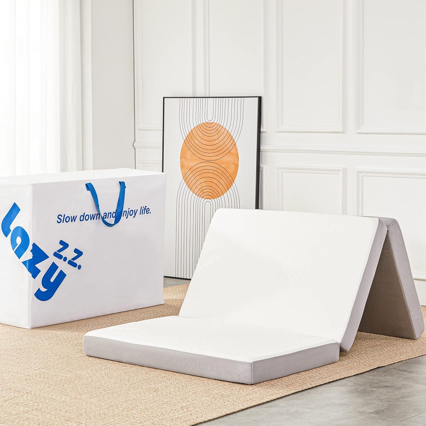 NEW - Folding Mattress, 4 Inch Memory Foam Tri-fold Mattress with Breathable & Washable Bamboo Fiber Fabric Cover, Foldable Floor Mattress Guest Bed for Camping, Road Trip, Twin - Retail $130