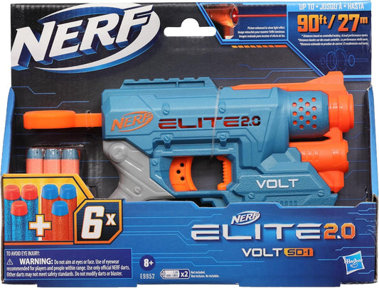 Nerf Elite 2.0 Volt SD-1 Blaster, 6 Official Nerf Darts, 2 Tactical Rails to Customize for Battle, Christmas Stocking Stuffers for Kids Ages 8 and Up