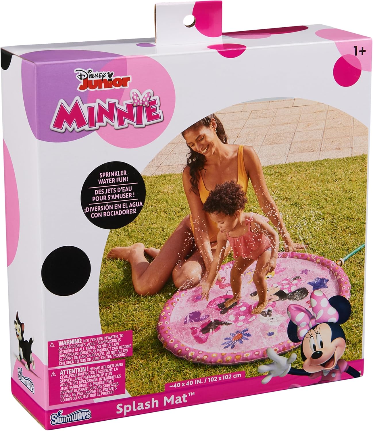 SwimWays Minnie Mouse Splash Mat, Kids Splash Pad & Outdoor Toys, Minnie Mouse Party Supplies Water Toys for Kids Aged 1 & Up