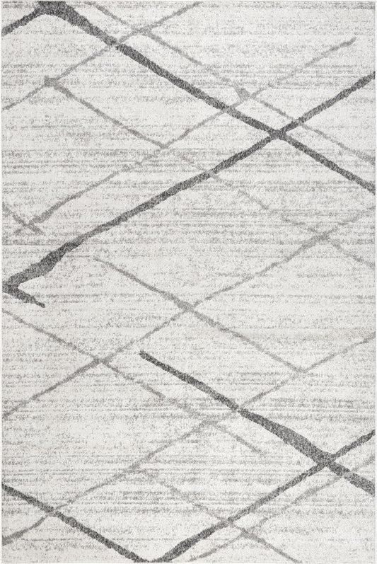 NEW - nuLOOM 7x9 Thigpen Contemporary Area Rug, Grey, Abstract Lines, Non-Slip Backing, Stain Resistant, For Bedroom, Dining Room, Living Room, Hallway, Office, Kitchen, Entryway - Retail $105