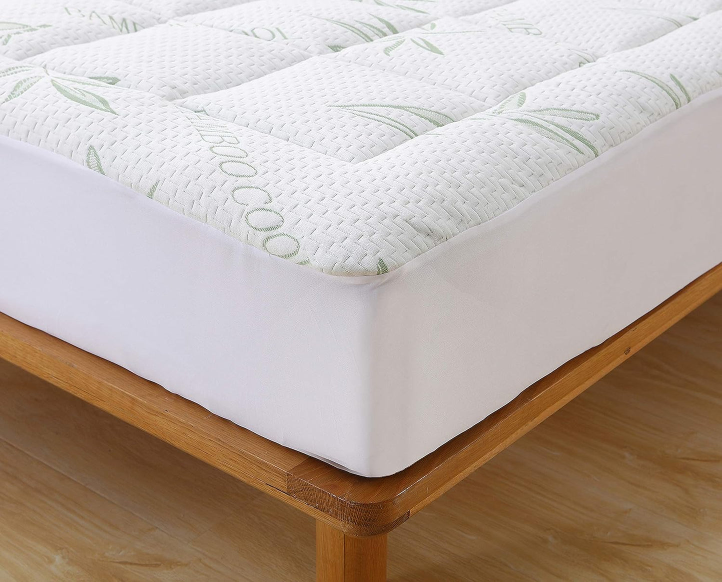 Elegant Comfort Premium Bamboo Mattress Pad-Overfilled Extra Plush Topper Breathable Cool Flow Technology, 16" Deep Pocket, King, Green