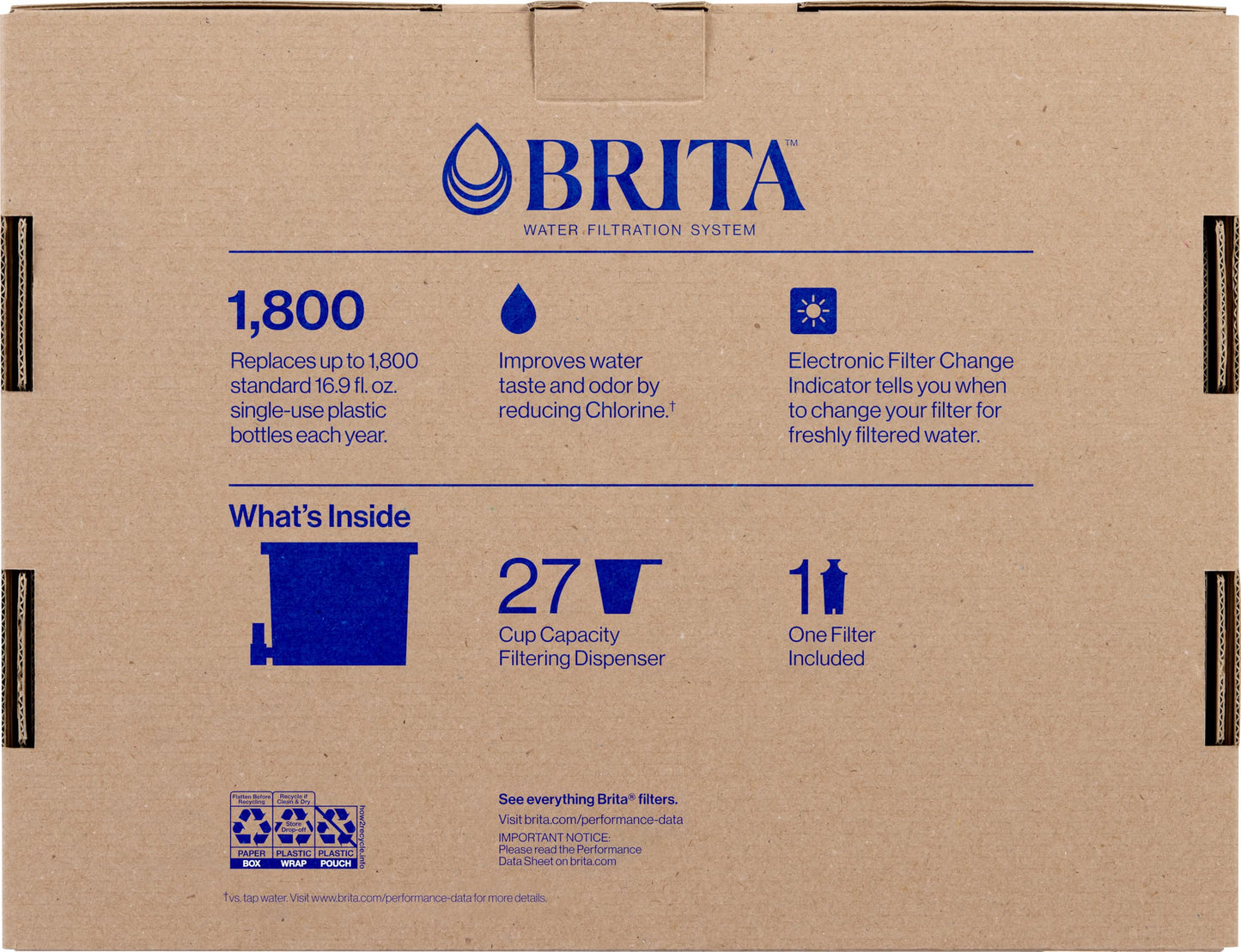 NEW - Brita UltraMax Large Water Dispenser with 1 BritaPlus Filter, 27 Cup, White