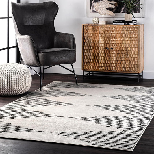 nuLOOM Romina Diamond Stripes Area Rug, 8x10, Grey - Retail $99