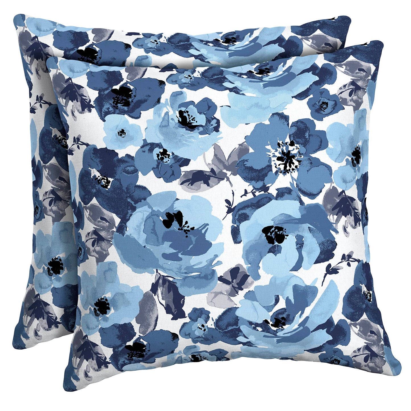 NEW - Arden Selections Outdoor Toss Pillow (2 Pack) 16 x 16, Blue Garden Floral - Retail $30