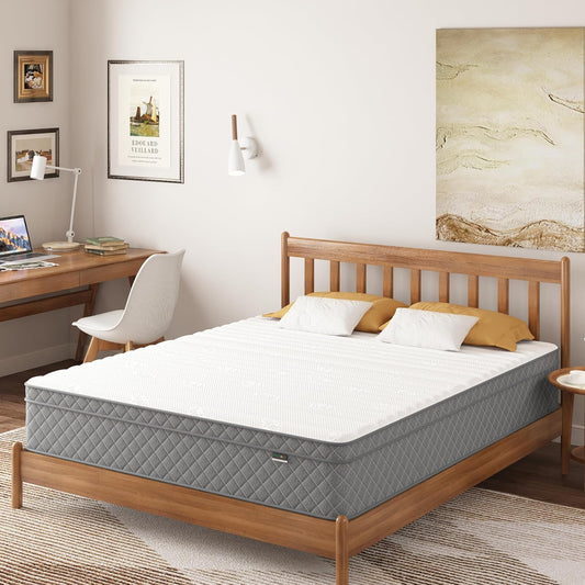 NEW - PurrJoys Queen Mattress, 12 Inch Cooling-Gel Memory Foam and Pocket Spring Hybrid Mattress, Queen Bed Mattress in a Box, CertiPUR-US Certified, Medium Firm, Queen Size Mattress - Retail $239