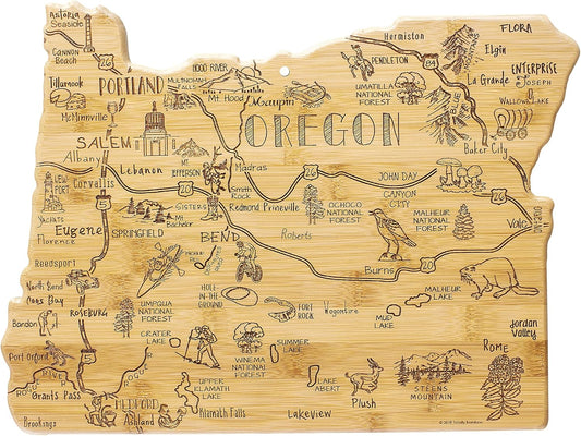 Totally Bamboo Destination Oregon State Shaped Cutting Board, Charcuterie and Cheese Serving Board – Oregon Gift for Home Décor or Everyday Kitchen Use
