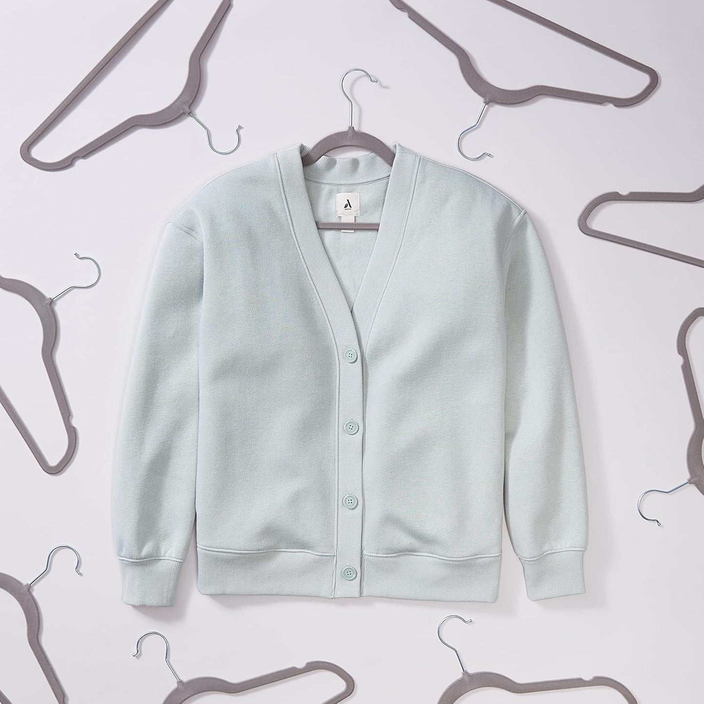 Amazon Basics Slim, Velvet, Non-Slip Suit Clothes Hangers, Gray/Silver - Pack of 50