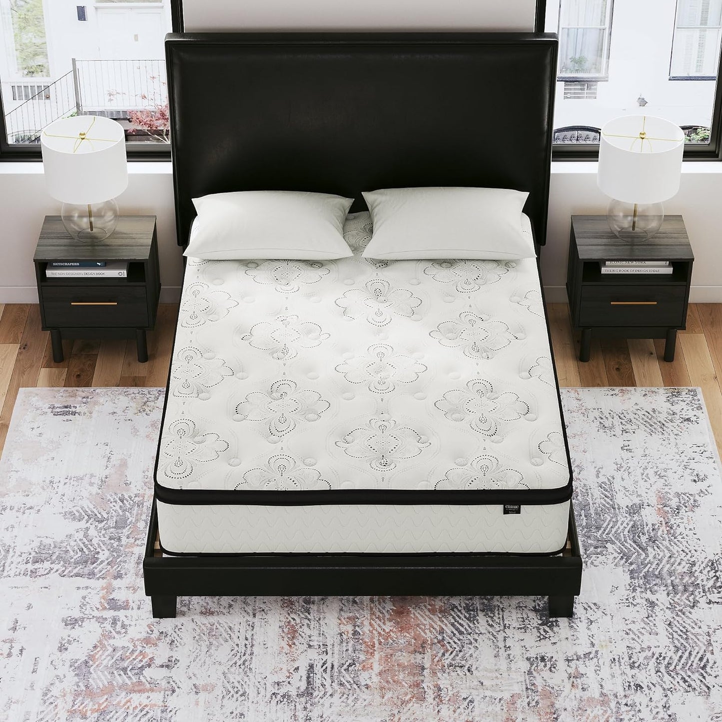 NEW - Signature Design by Ashley Chime 10 Inch Medium Firm Hybrid Mattress, CertiPUR-US Certified Foam, Queen, White - Retail $259