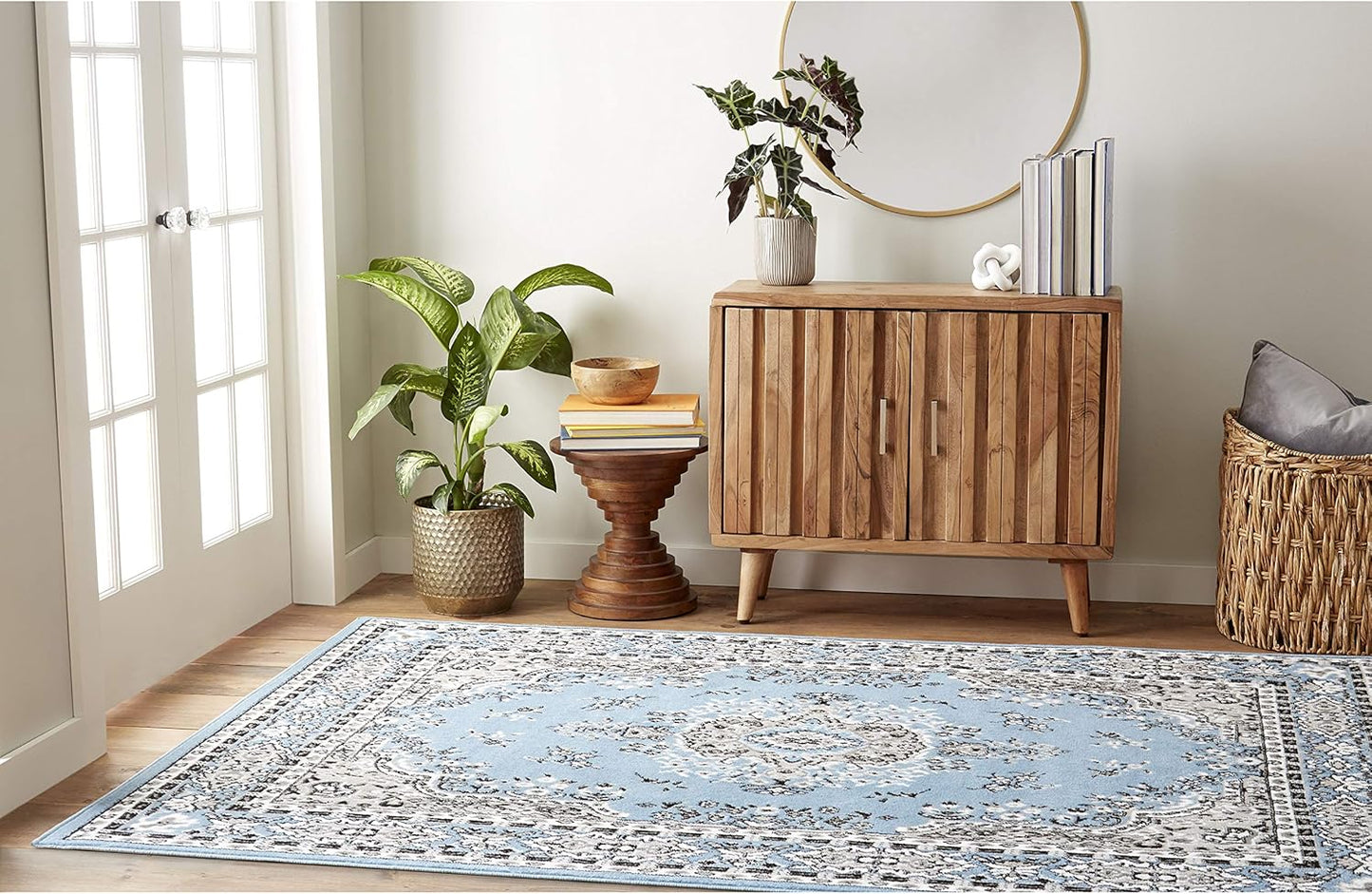 NEW - Home Dynamix Premium Sakarya Traditional Medallion Border Area Rug, Blue, 7ft 8in x 10ft 7in Rectangle - Retail $149