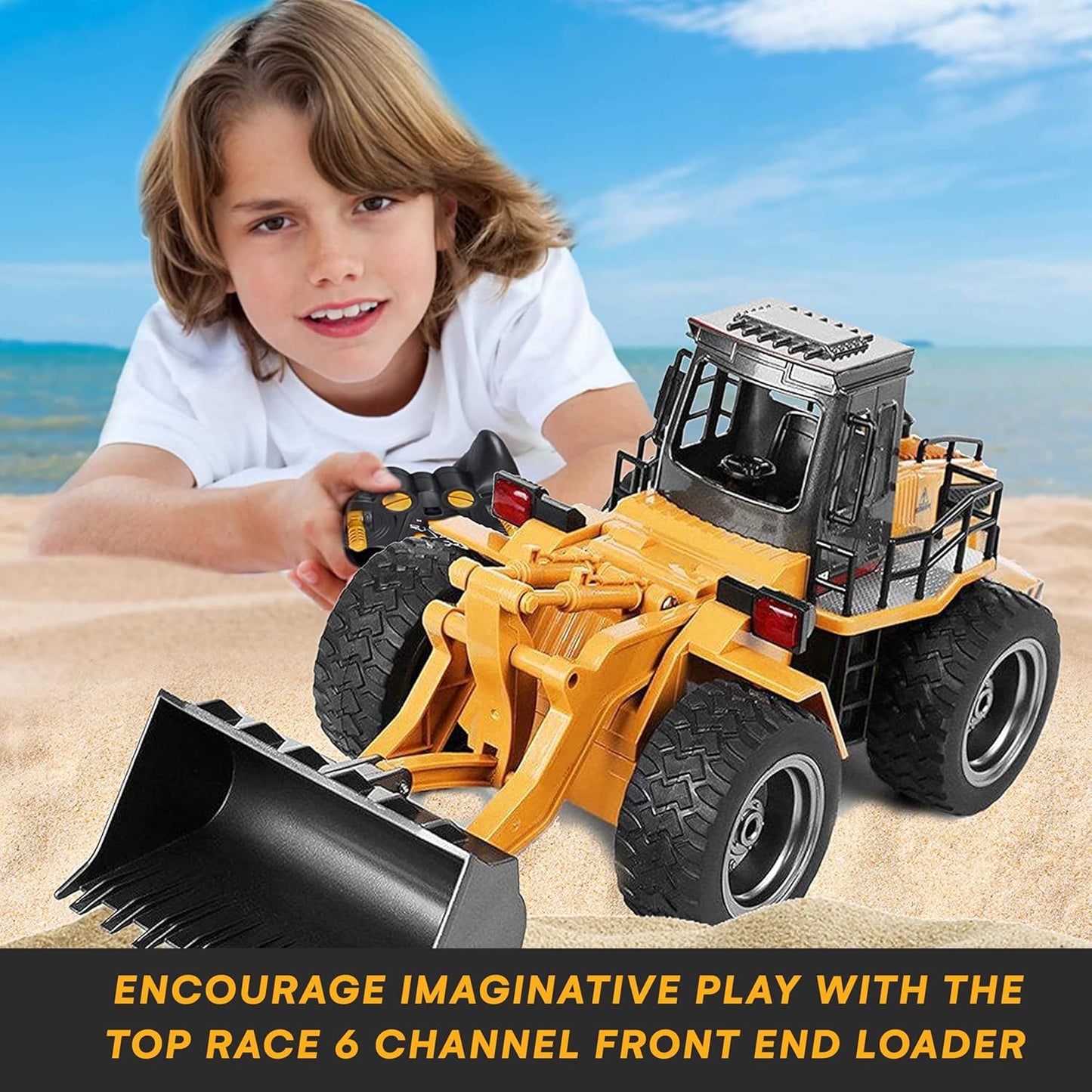 Top Race 6 Channel Full Functional Front Loader RC Remote Control Construction Toy Tractor Lights & Sounds 2.4Ghz Remote Control Tractor Toys Remote Control Bulldozer RC Construction Vehicles Boy Toys - Retail $32
